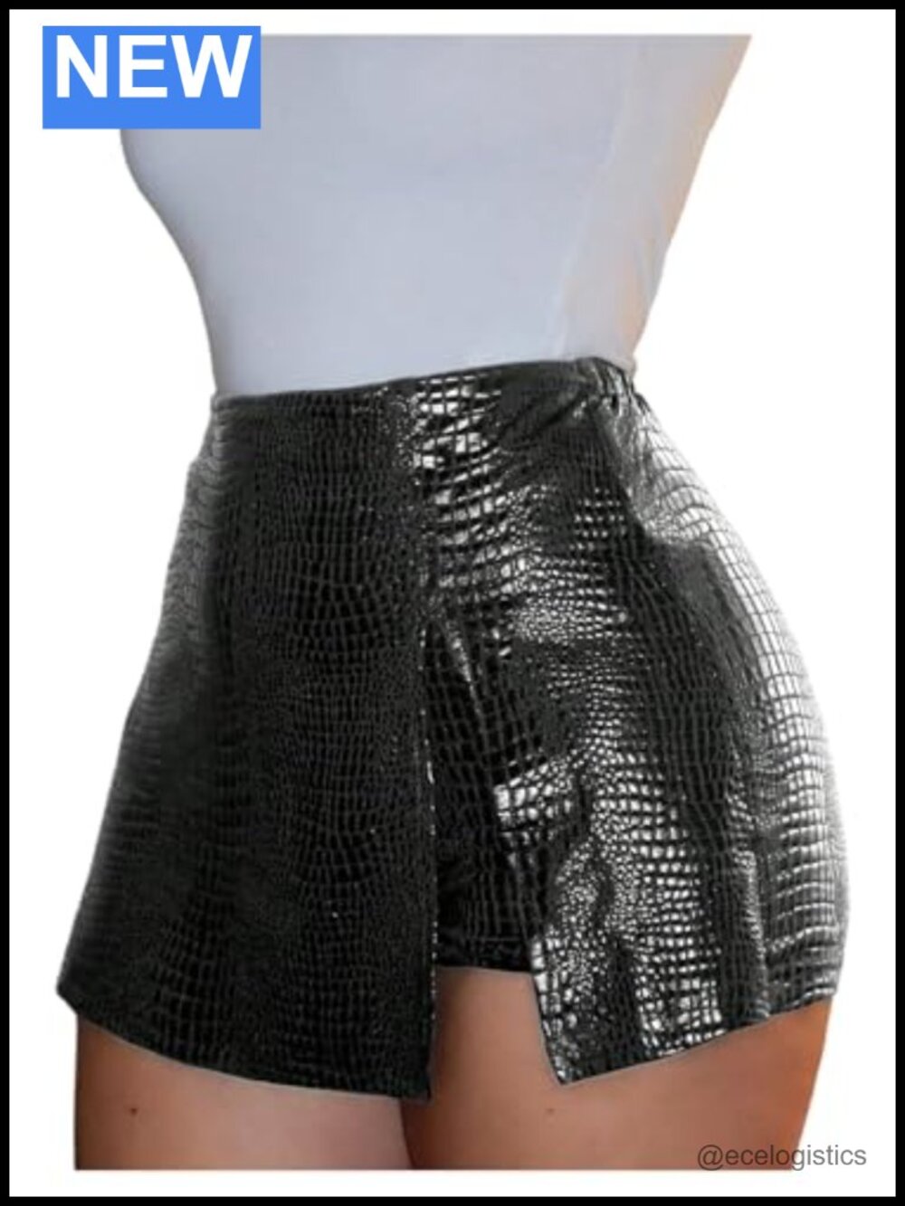 High Waisted PU Leather Skort Asymmetrical Club Mini Y2K Skirt Shorts